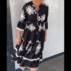 Imogen | Women's Floral Print Midi Dress, Elegant Summer Dress | The Shrader Sisters