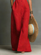 Imogen | Women's Sleeveless Maxi Shirt Dress, Button-Front Floor-Length Dress | The Shrader Sisters