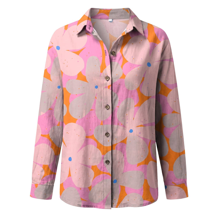 Indiana | Women's Abstract Print Blouse, Split V-Neck Roll-Up Sleeve Blouse | The Shrader Sisters
