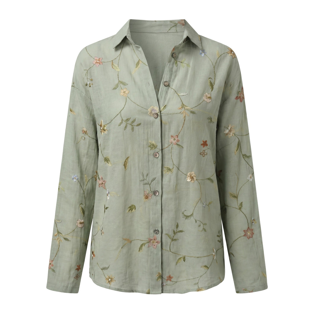 Indiana | Women's Abstract Print Blouse, Split V-Neck Roll-Up Sleeve Blouse | The Shrader Sisters