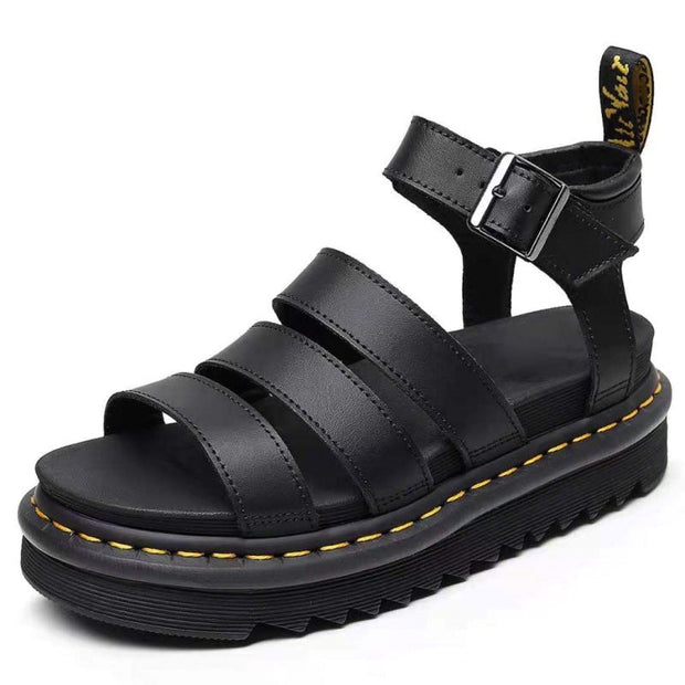 Indiana | Women's Platform Strappy Sandals, Buckle Closure Summer Sandals | The Shrader Sisters | White