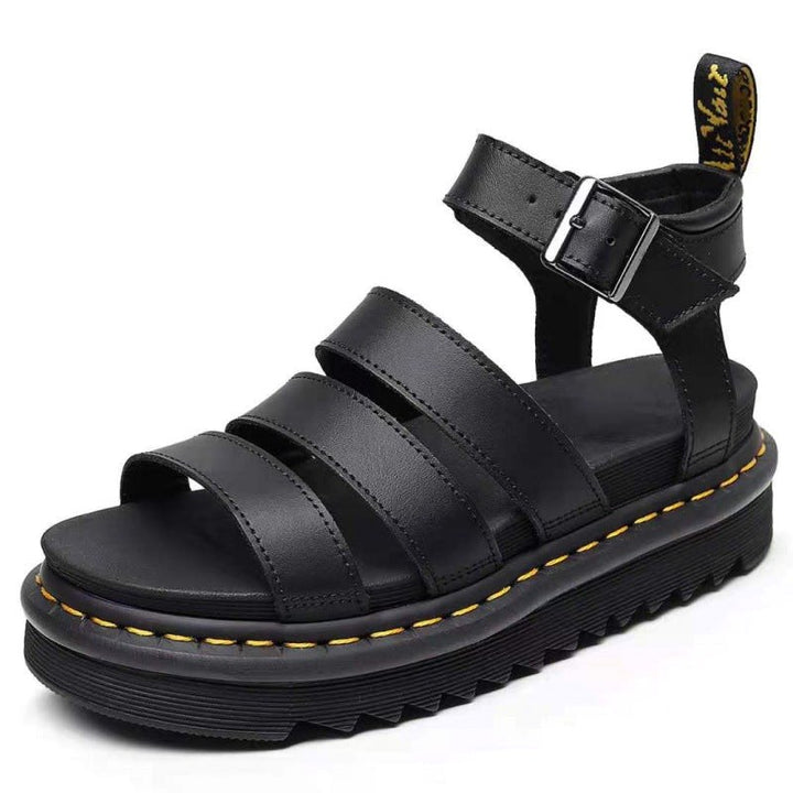 Indiana | Women's Platform Strappy Sandals, Buckle Closure Summer Sandals | The Shrader Sisters | White