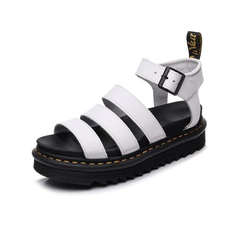 Indiana | Women's Platform Strappy Sandals, Buckle Closure Summer Sandals | The Shrader Sisters | Black