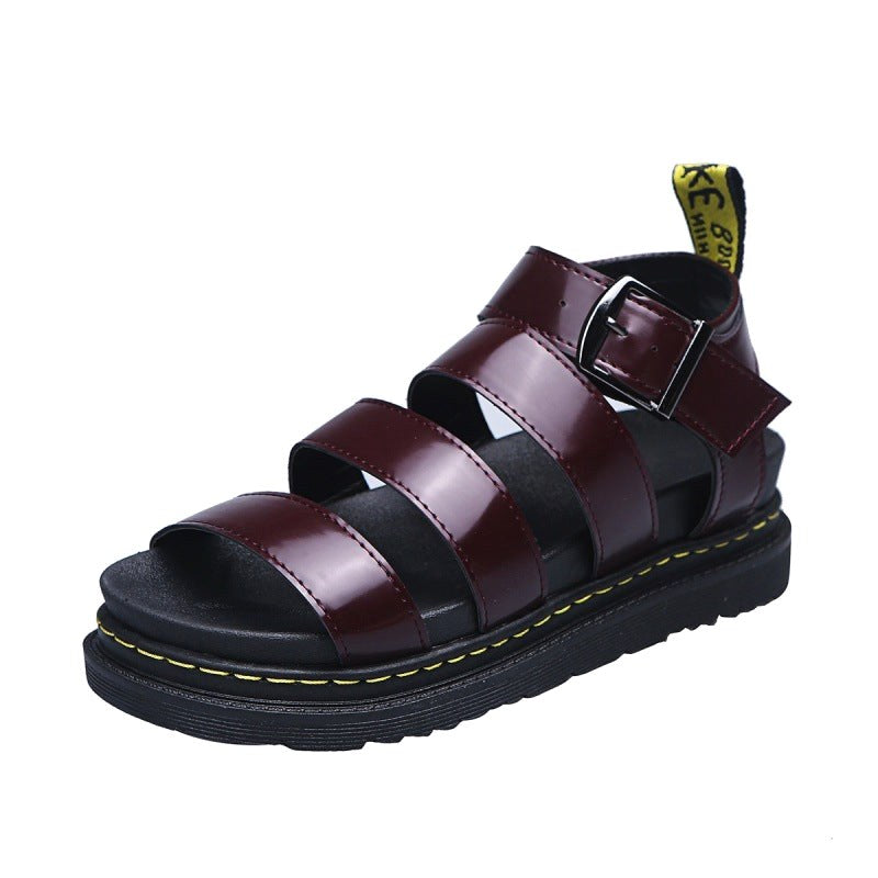 Indiana | Women's Platform Strappy Sandals, Buckle Closure Summer Sandals | The Shrader Sisters | Red