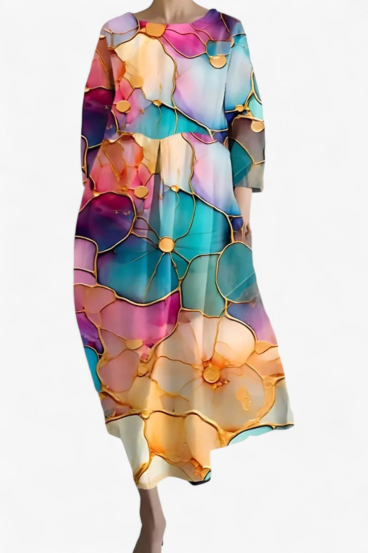 Isalinde | Women's V-Neck Everyday Dress - Flowers