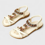 Isla | Women's Orthopedic T-Strap Sandals, Bohemian Flat Sandals | The Shrader Sisters