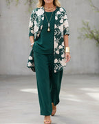 Jacinta | Women's Three-Piece Floral Blazer Set, Wide-Leg Trouser Suit | The Shrader Sisters