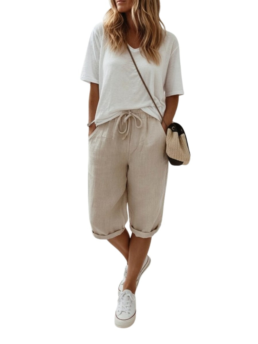 Jade | Women's Cotton Bermuda Shorts, Relaxed-Fit Warm-Weather Shorts | The Shrader Sisters | Kaki