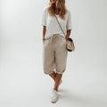 Jade | Women's Cotton Bermuda Shorts, Relaxed-Fit Warm-Weather Shorts | The Shrader Sisters | Lichtblauw