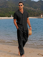 Jarrah | Men's Camp Collar Shirt and Trousers Set, Lightweight Two-Piece Set | The Shrader Sisters
