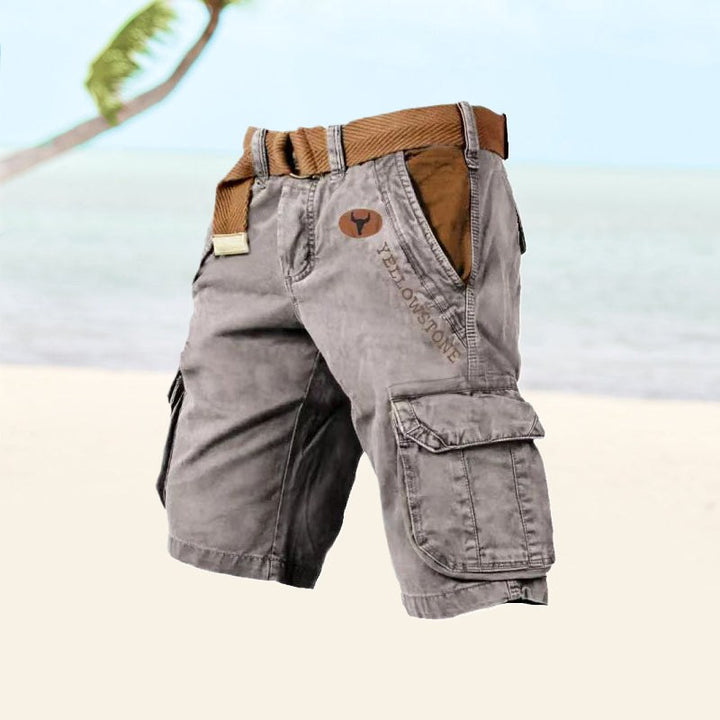 Jarrah | Men's Cargo Shorts with Multiple Pockets, Relaxed-Fit Outdoor Shorts | The Shrader Sisters | Gray