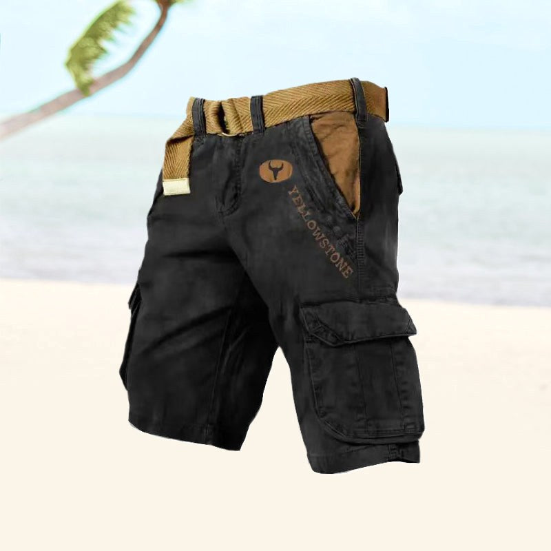 Jarrah | Men's Cargo Shorts with Multiple Pockets, Relaxed-Fit Outdoor Shorts | The Shrader Sisters | Black