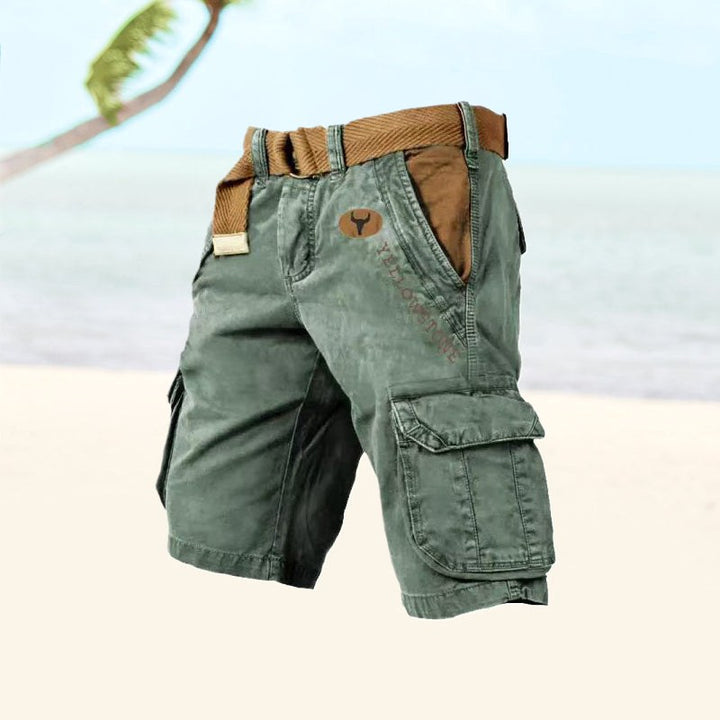 Jarrah | Men's Cargo Shorts with Multiple Pockets, Relaxed-Fit Outdoor Shorts | The Shrader Sisters | Green