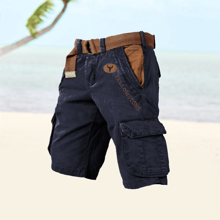 Jarrah | Men's Cargo Shorts with Multiple Pockets, Relaxed-Fit Outdoor Shorts | The Shrader Sisters | Marine Blue