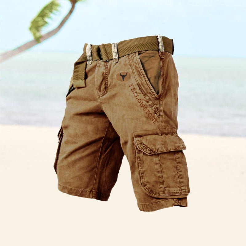 Jarrah | Men's Cargo Shorts with Multiple Pockets, Relaxed-Fit Outdoor Shorts | The Shrader Sisters | Brown