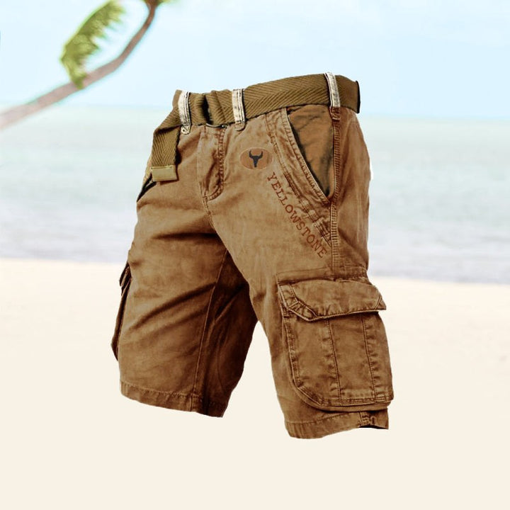 Jarrah | Men's Cargo Shorts with Multiple Pockets, Relaxed-Fit Outdoor Shorts | The Shrader Sisters | Brown