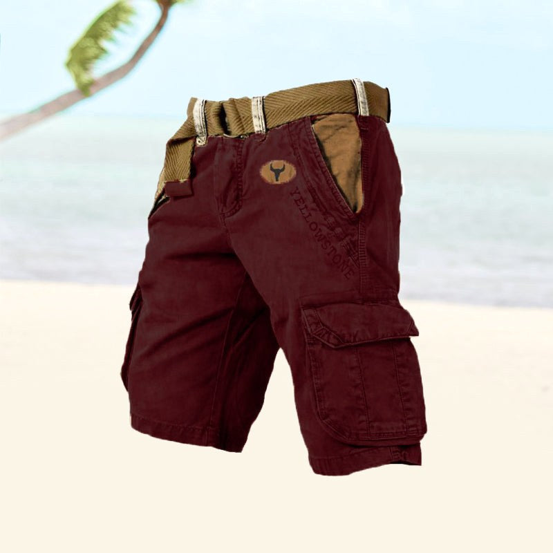 Jarrah | Men's Cargo Shorts with Multiple Pockets, Relaxed-Fit Outdoor Shorts | The Shrader Sisters | Red