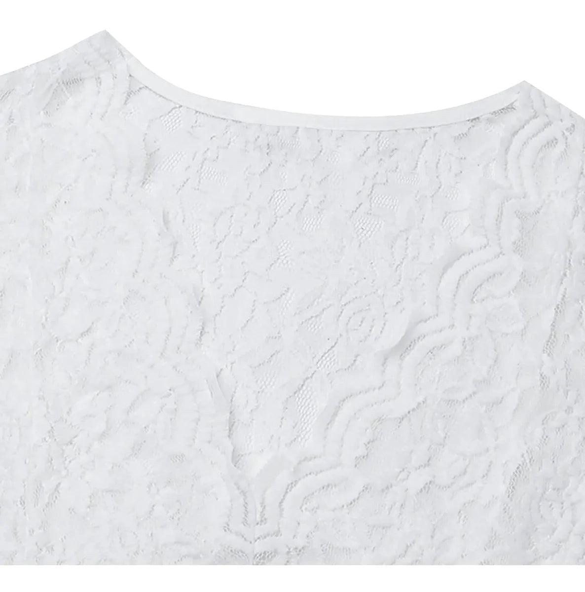 Jasmine | Women's Fitted Lace Top with V-Neckline, Short Sleeve Blouse | The Shrader Sisters | Geel