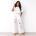 Jasmine | Women's Floral Lace Two-Piece Set, Flowing Trouser Suit | The Shrader Sisters