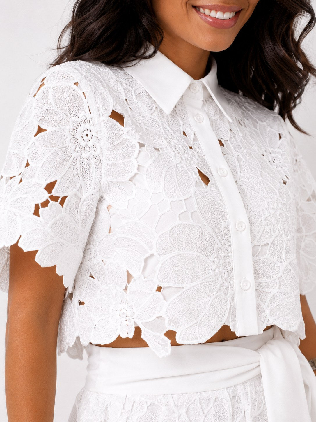Jasmine | Women's Floral Lace Two-Piece Set, Flowing Trouser Suit | The Shrader Sisters