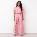 Jasmine | Women's Floral Lace Two-Piece Set, Flowing Trouser Suit | The Shrader Sisters