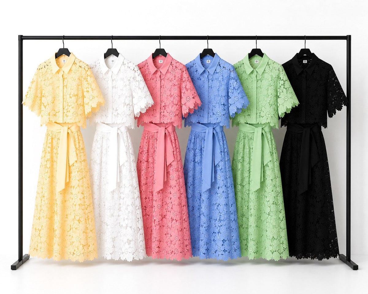 Jasmine | Women's Floral Lace Two-Piece Set, Flowing Trouser Suit | The Shrader Sisters