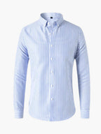 Jasper | Women's Striped Shirt, Vertical Stripe Classic Blouse | The Shrader Sisters