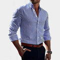 Jasper | Women's Striped Shirt, Vertical Stripe Classic Blouse | The Shrader Sisters
