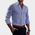Jasper | Women's Striped Shirt, Vertical Stripe Classic Blouse | The Shrader Sisters