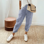Jessica | Women's Comfort Elastic Waist Trousers, Comfortable Summer Trousers for Travel and Everyday Wear - Blue