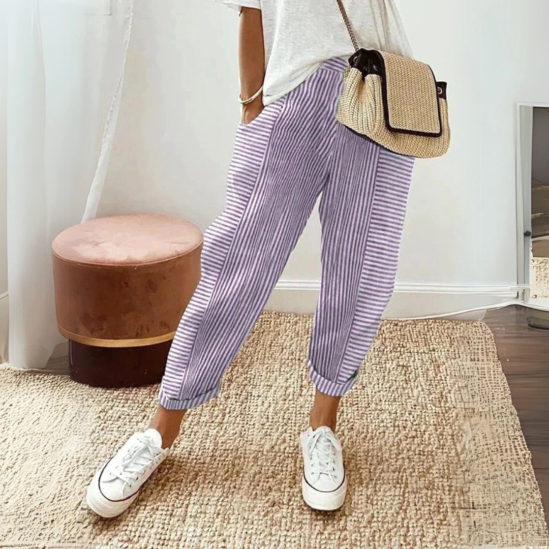 Jessica | Women's Comfort Elastic Waist Pants - Purple