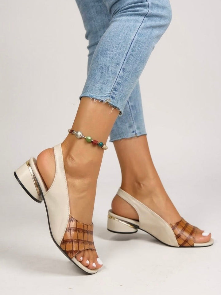 Jolene | Women's Slingback Block Heel Sandals - Red