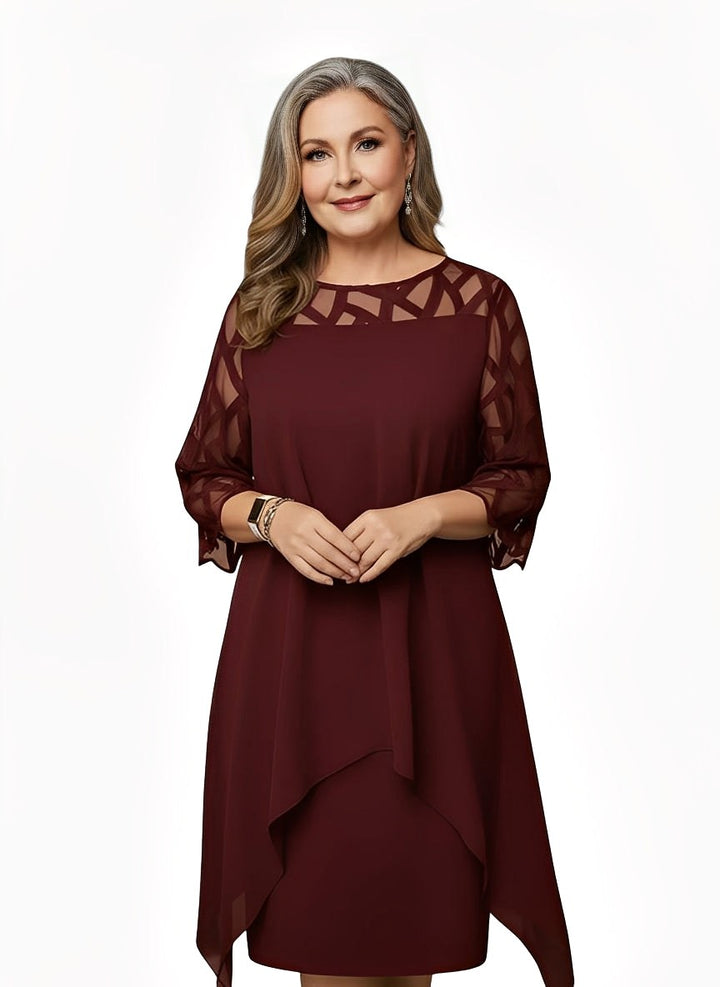 Juliana | Women's Flattering Midi Dress - Red Wine
