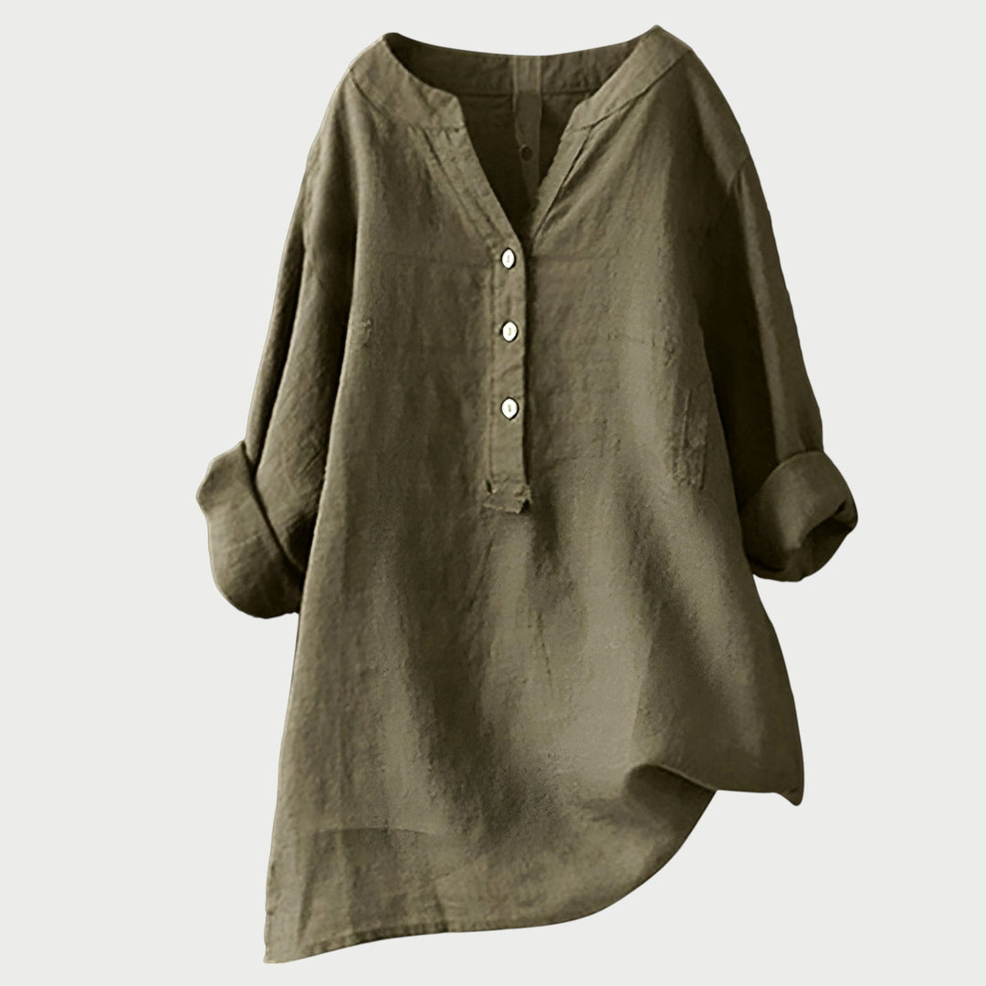 Karla | Women's Relaxed Button Tunic - Dark Grey