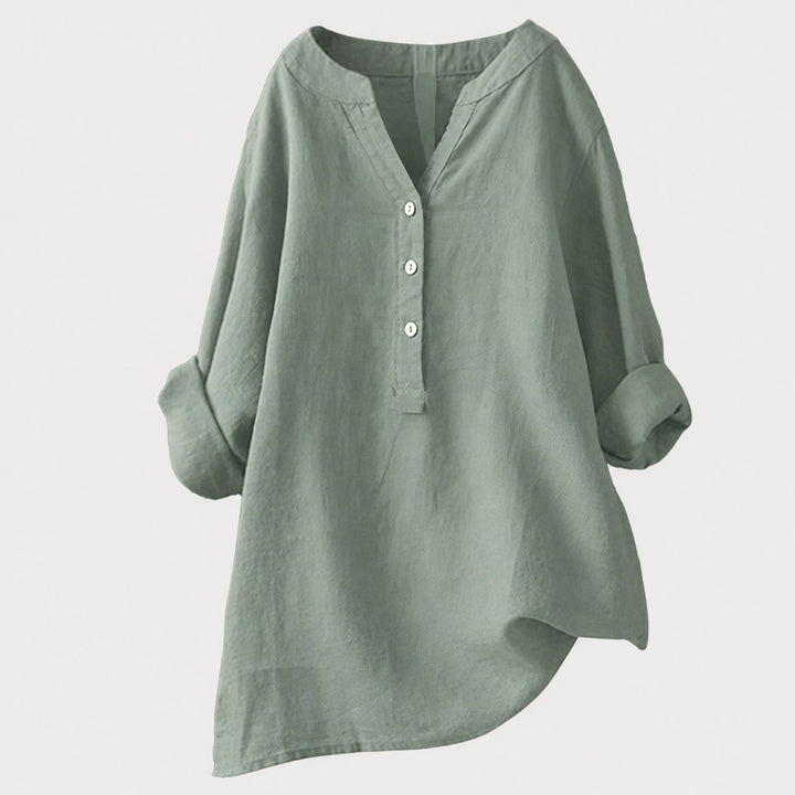 Karla | Women's Relaxed Button Tunic - Brown