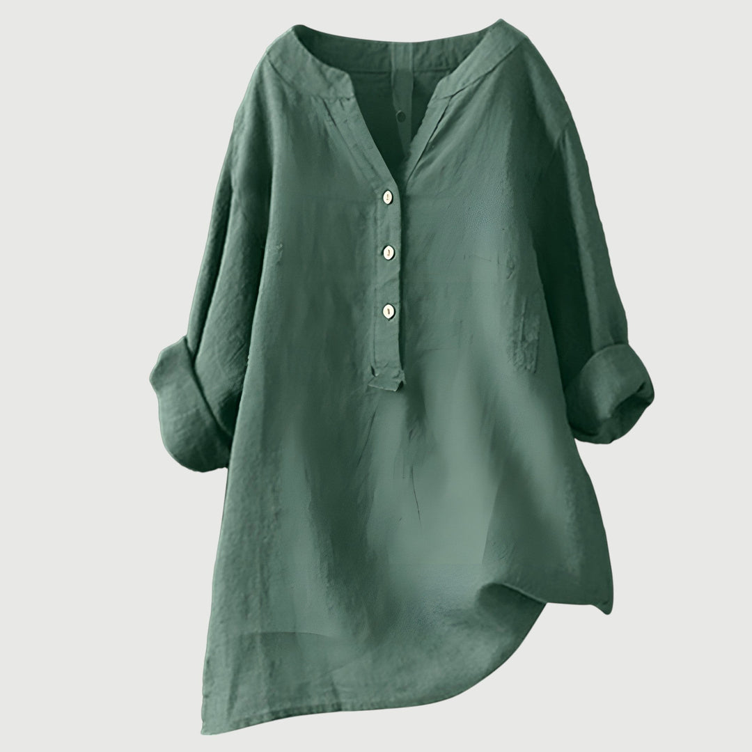 Karla | Women's Relaxed Button Tunic - Green