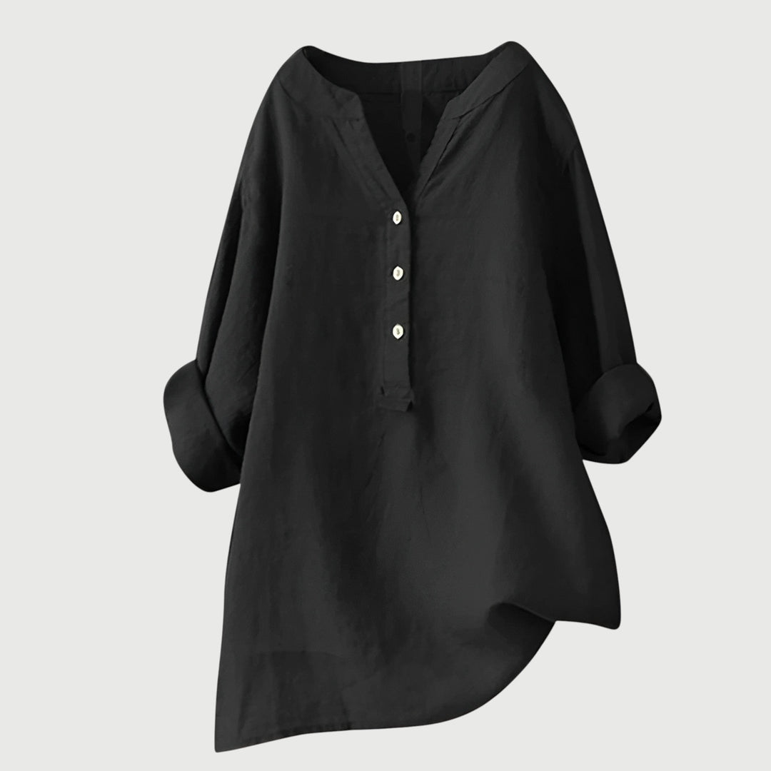 Karla | Women's Relaxed Button Tunic - White