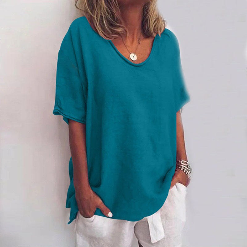 Kathleen | Women's Comfortable Loose Blouse - Sea Blue