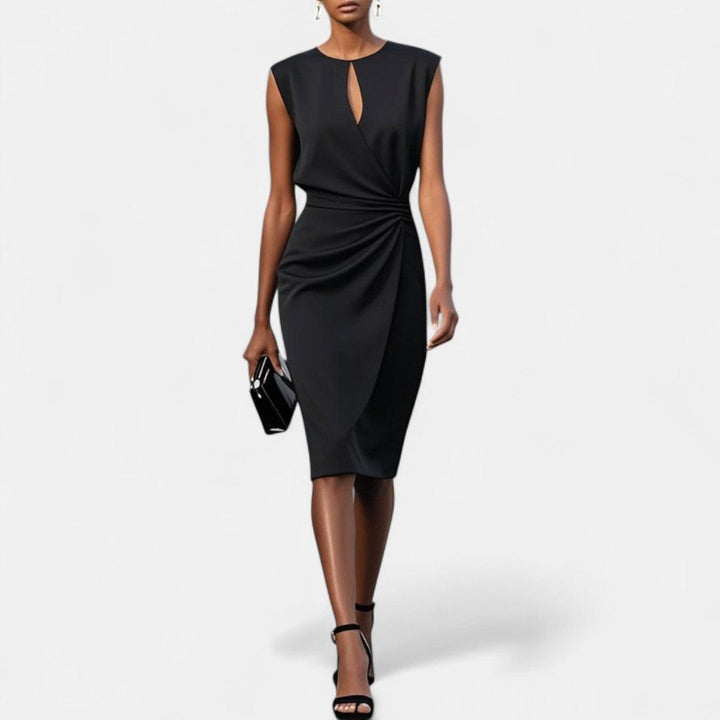 Kathy | Women's Elegant Midi Dress - Black