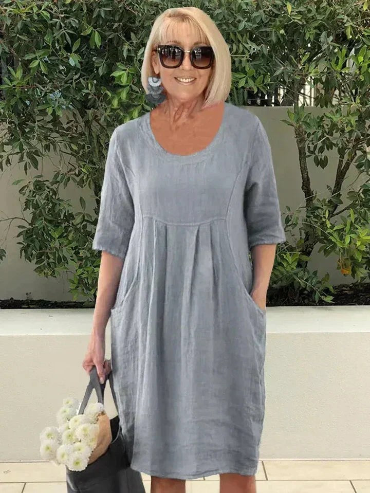 Keira | Women's Loose Dress with Pockets, Flowing Everyday Dress | The Shrader Sisters | Gray