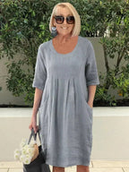 Keira | Women's Loose Dress with Pockets, Flowing Everyday Dress | The Shrader Sisters | Gray
