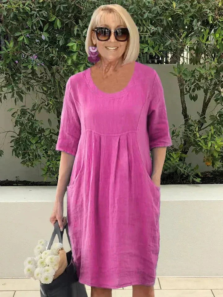Keira | Women's Loose Dress with Pockets, Flowing Everyday Dress | The Shrader Sisters | Pink