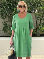 Keira | Women's Loose Dress with Pockets, Flowing Everyday Dress | The Shrader Sisters | Green