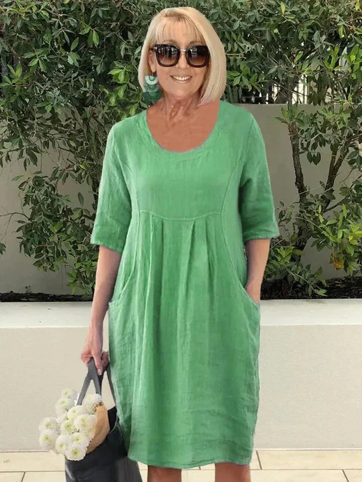 Keira | Women's Loose Dress with Pockets, Flowing Everyday Dress | The Shrader Sisters | Green