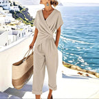 Kellie | Women's Wrap-Front Two-Piece Set, Tailored Trouser Suit | The Shrader Sisters | Apricot
