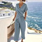 Kellie | Women's Wrap-Front Two-Piece Set, Tailored Trouser Suit | The Shrader Sisters | Blue
