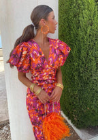 Kelsey | Women's V-Neckline Dress with Puffed Sleeves, Elegant Day Dress | The Shrader Sisters