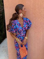 Kelsey | Women's V-Neckline Dress with Puffed Sleeves, Elegant Day Dress | The Shrader Sisters
