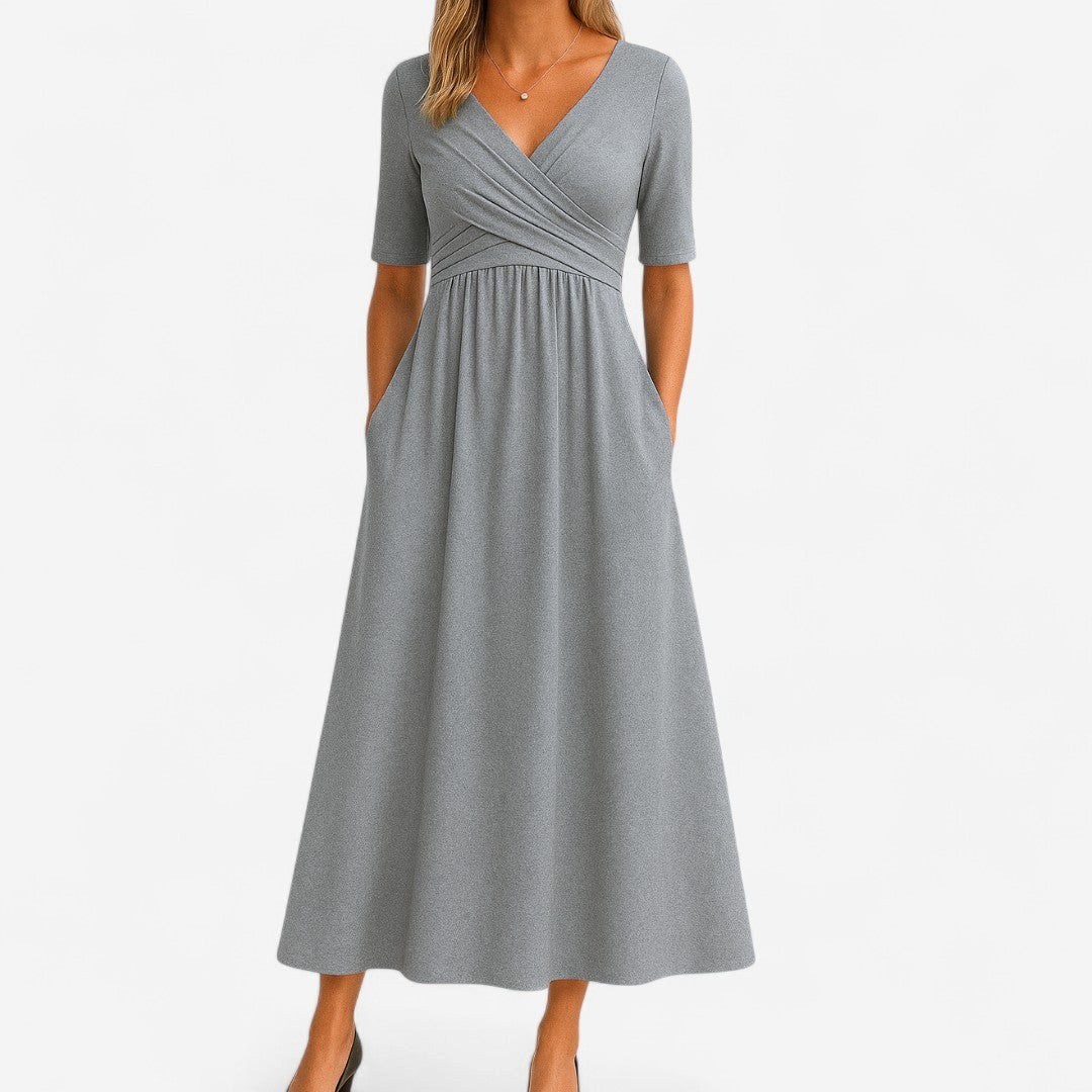 Kennedy | Women's Elegant Midi Dress - Gray