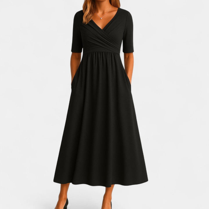 Kennedy | Women's Elegant Midi Dress - Black